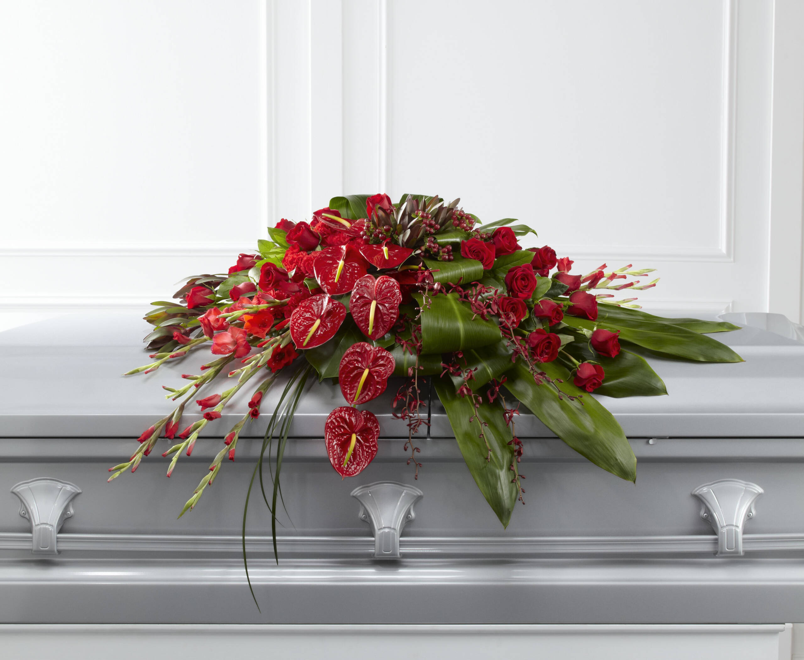 ROSE, ORCHID AND ANTHURIUM CASKET SPRAY