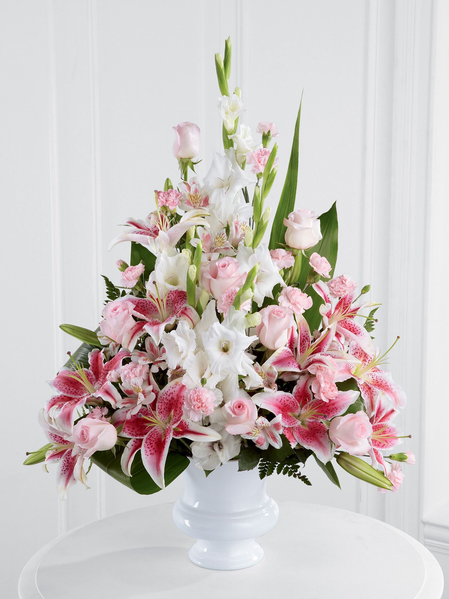 ROSE, LILY AND GLADIOLI SERVICE ARRANGEMENT